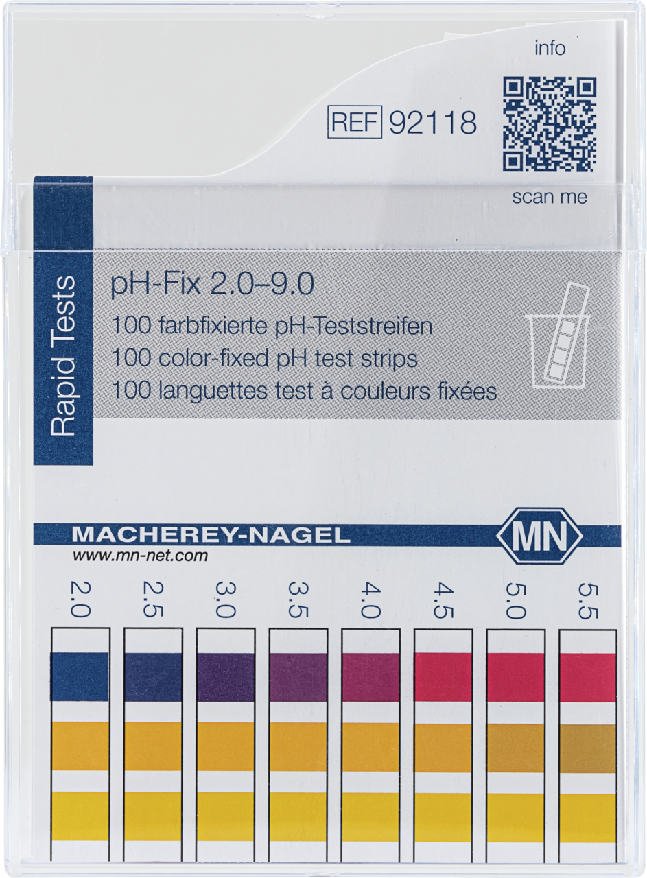 100 test strips in a classic flat box with color scale