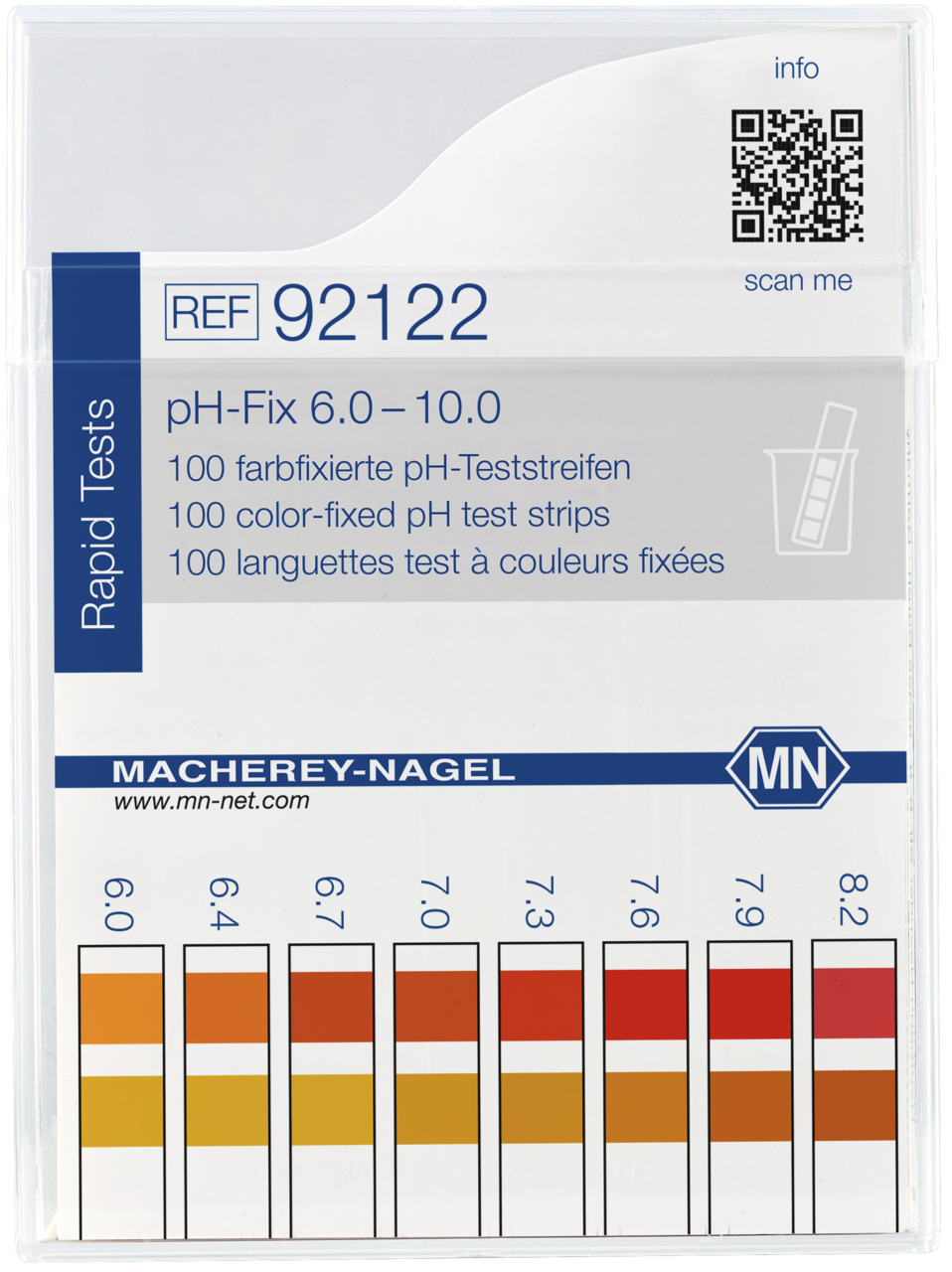 100 test strips in a classic flat box with color scale