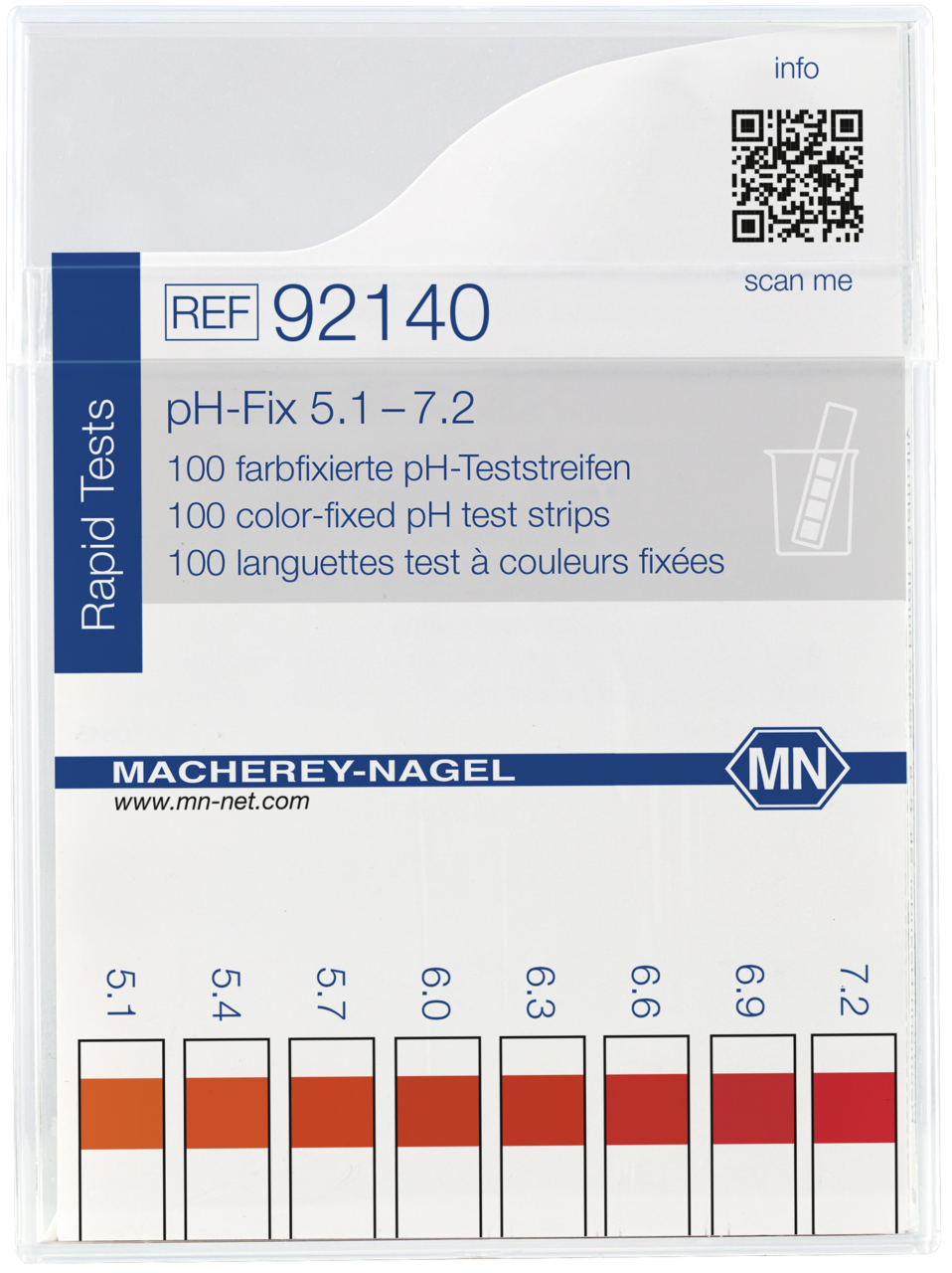 100 test strips in a classic flat box with color scale