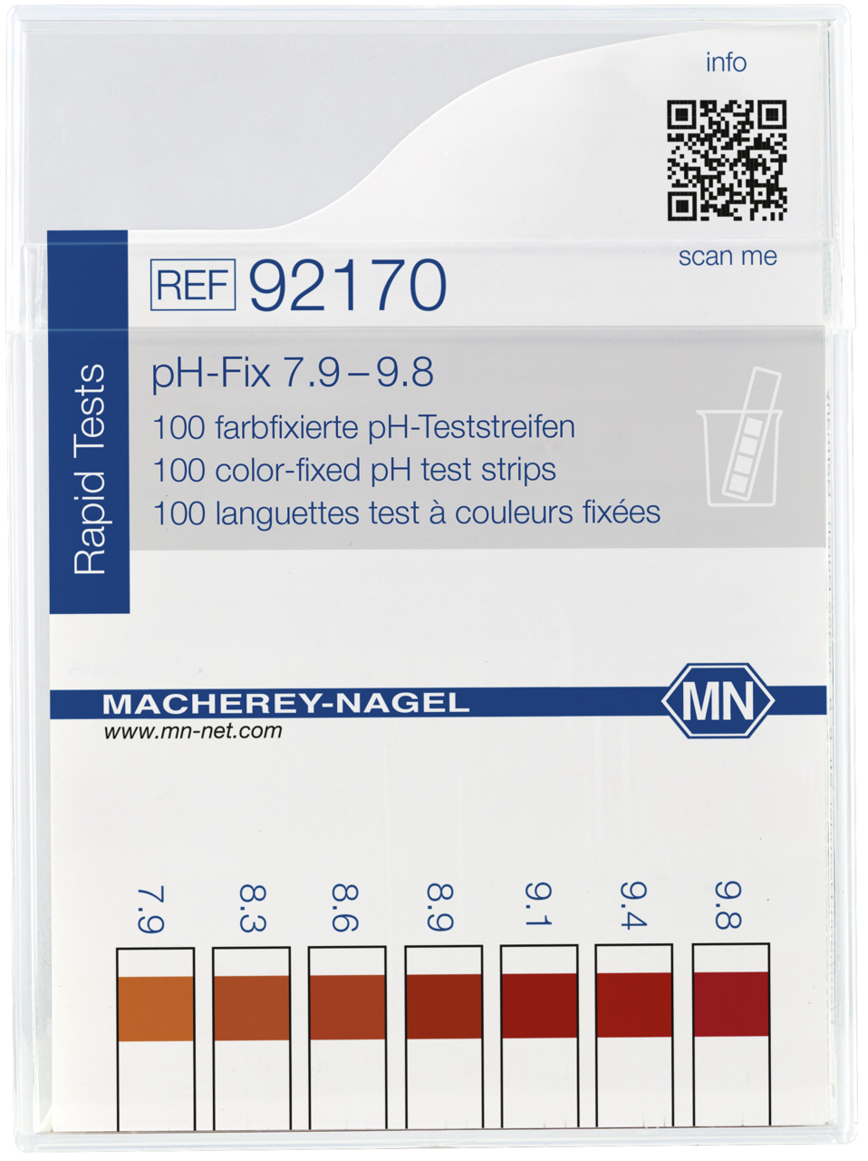 100 test strips in a classic flat box with color scale