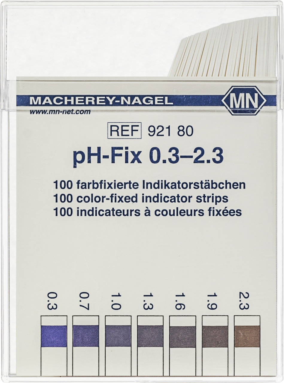 100 test strips in a classic flat box with color scale