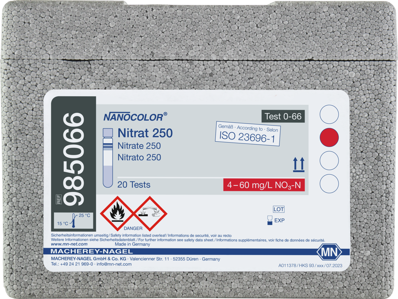 Rugged box with 20 test tubes. Sufficient for 20 tests.